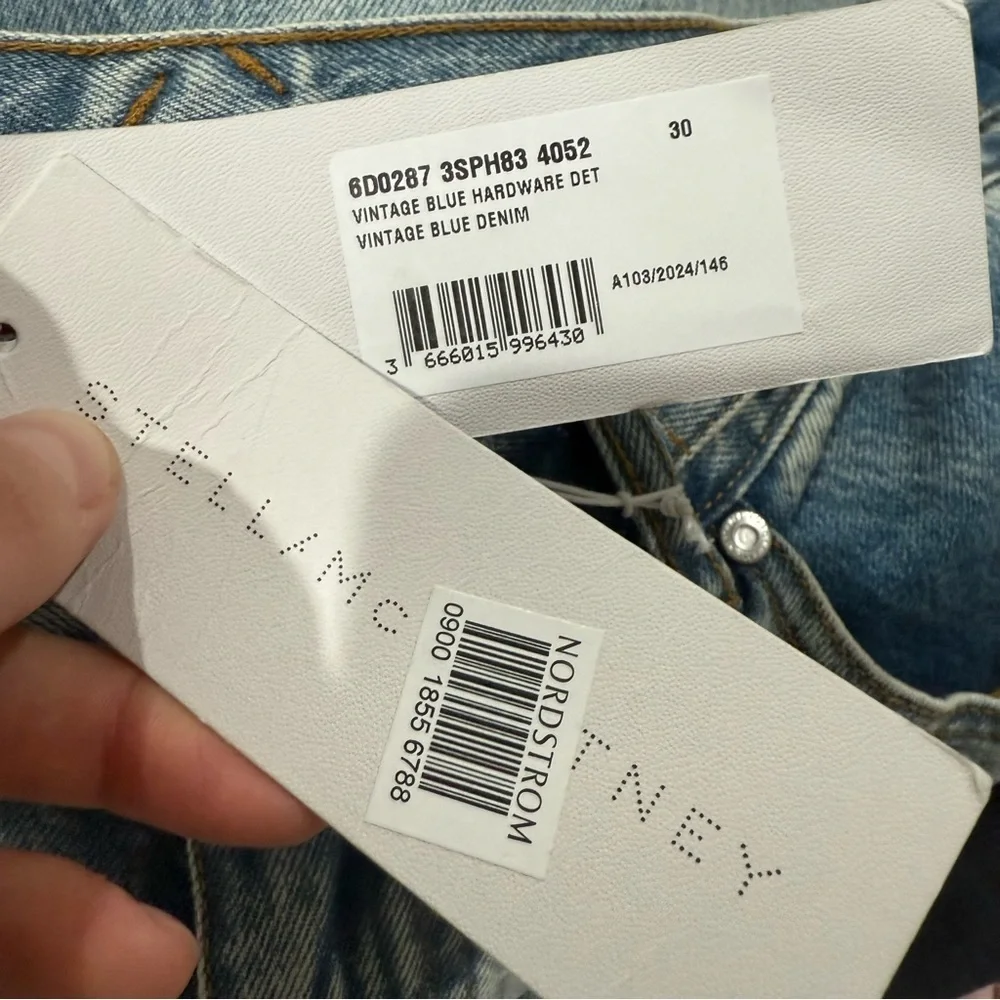 NWT Stella McCartney Jeans Gold Clasp-Embellished Tapered in Blue Denim